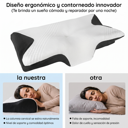 Comparativa entre el diseño ergonómico contorneado y una almohada convencional